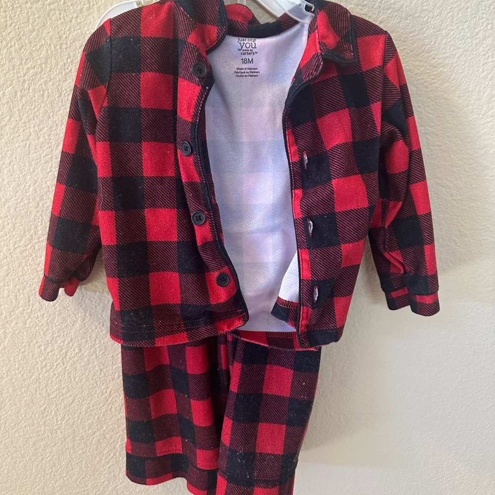 Cozy Red and Black Checkered Kids Pajama Set